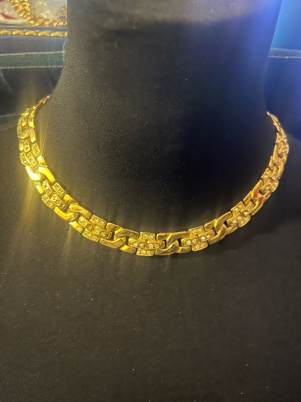 Gold-Tone Crystal Link Choker Necklace